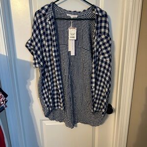 Jane and Delancey Blue and White Checkered Top